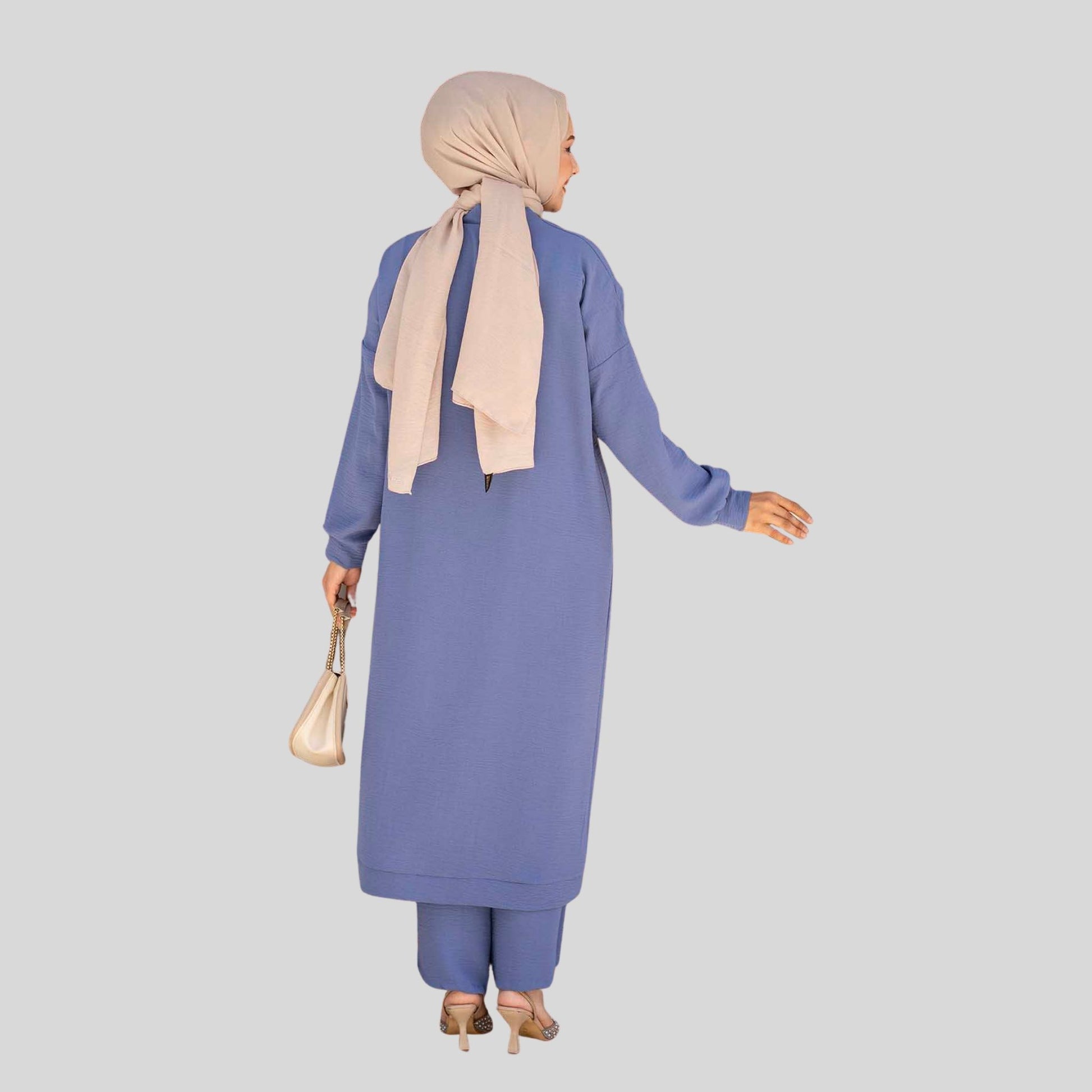 Achterkant blauwe co-ord set met lange tuniek – Rituwell