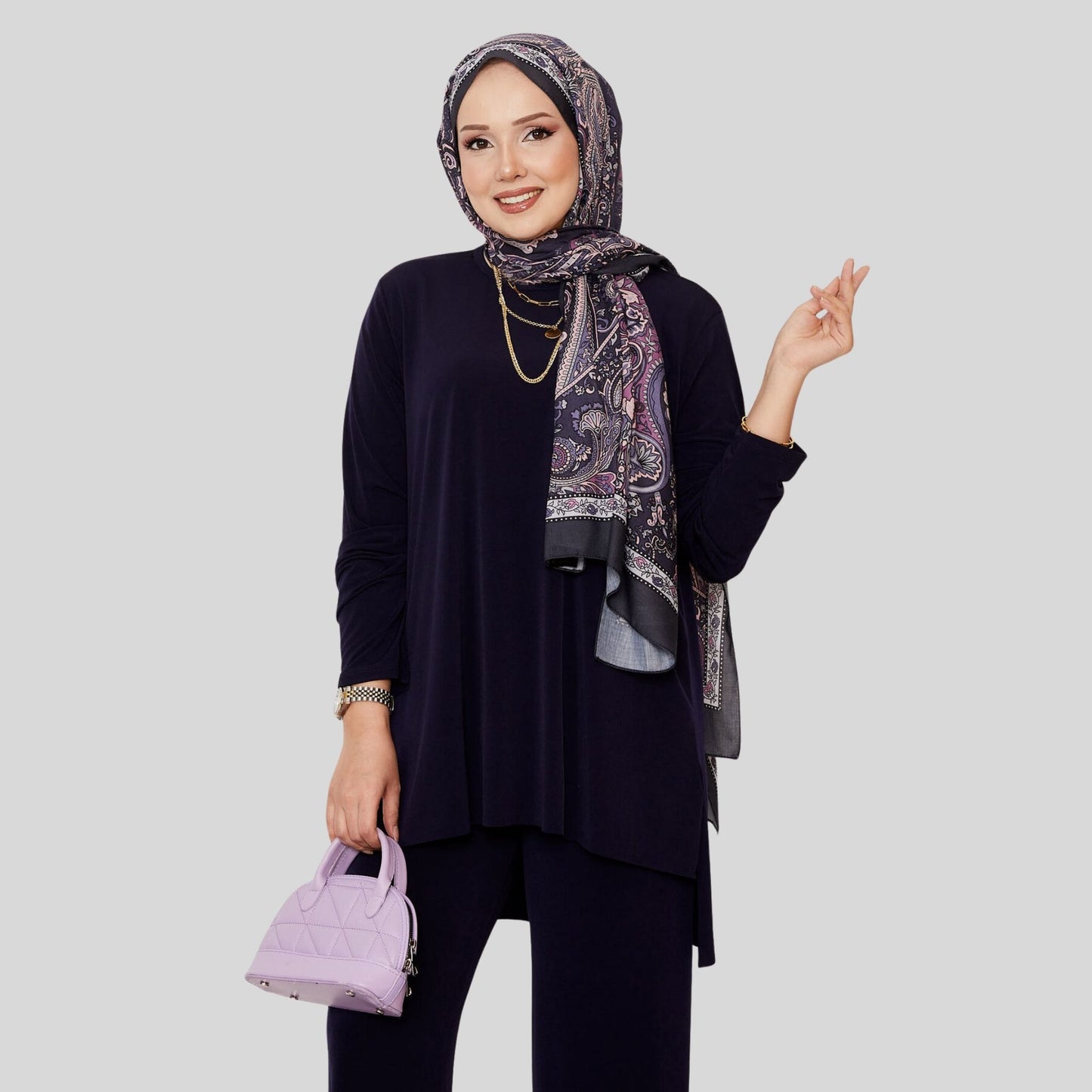 Close-up voorkant donkerblauw sandy co-ord set dames – Rituwell