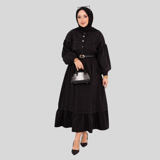 Zwarte co-ord set (rok + crop jasje) met lange mouwen – Rituwell